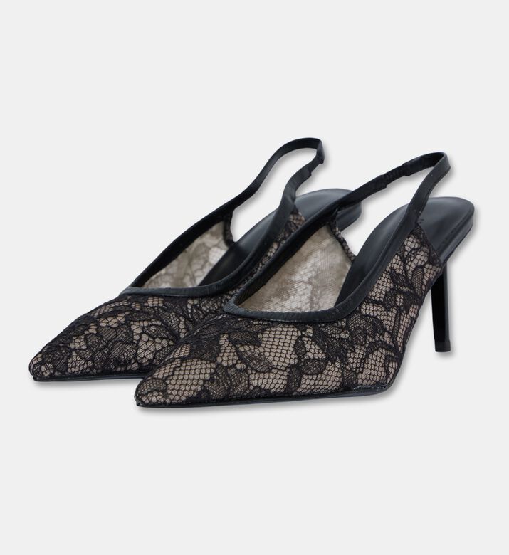 Atana Lace Slingback Slippers, Black, Eu-38, Packshot View