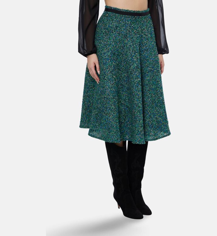 Blue For Burgundy Multicolor Woven A-line Midi Skirt, Model View