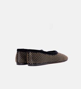 حذاء باليه ساتين مزين بأحجار الراين