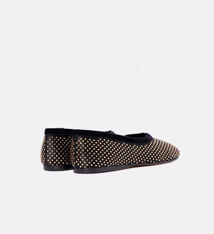 حذاء باليه ساتين مزين بأحجار الراين