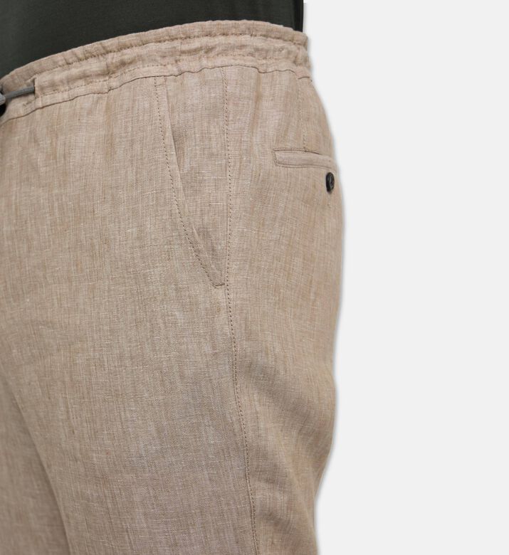 Corneliani Relaxed-fit Flax Drawstring Pants, Beige, 56, Model View