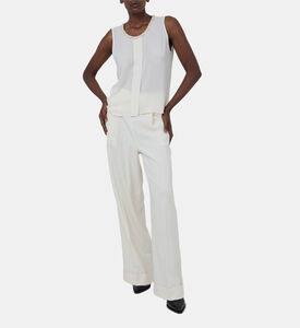 بنطال بثنيات عريض الساقين