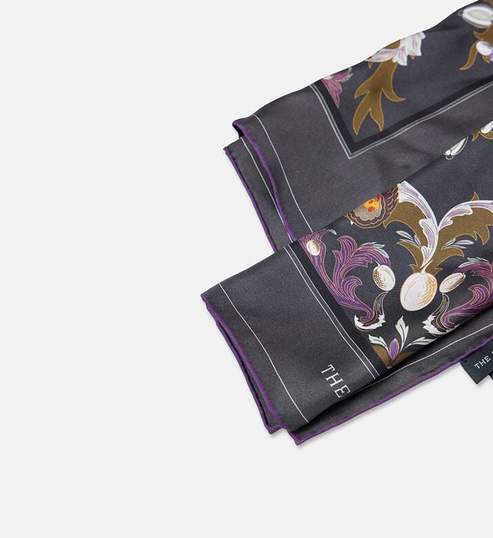 The Zeituna Henhouse Dark Silk All-over Tiled Floral-print Scarf, Packshot View