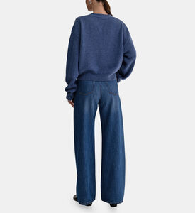 Button Closure Wide-leg Denim Pants