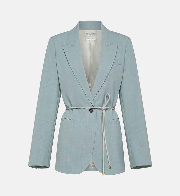 Belted Waist Notch Lapel Jacket