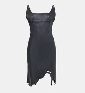Leather Frayed Edges Mini Dress Leather Frayed Edges Mini Dress