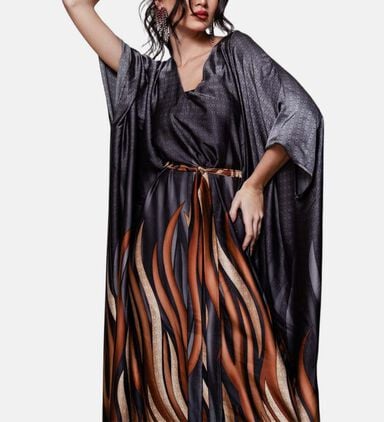 Two-tone Design Printed Kaftan