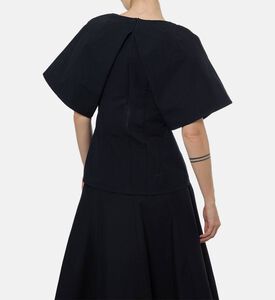 Dawei Architectural Cape-sleeve Fitted Top, Model View