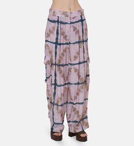 Plaid Wide-leg Cargo Pants