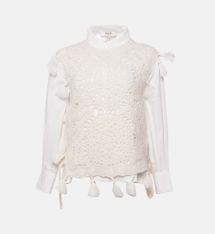 Sea NY Nara Crocheted Vest Long-sleeve Shirt, Packshot View