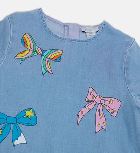 فستان قصير الأكمام مزين بطبعة عقد