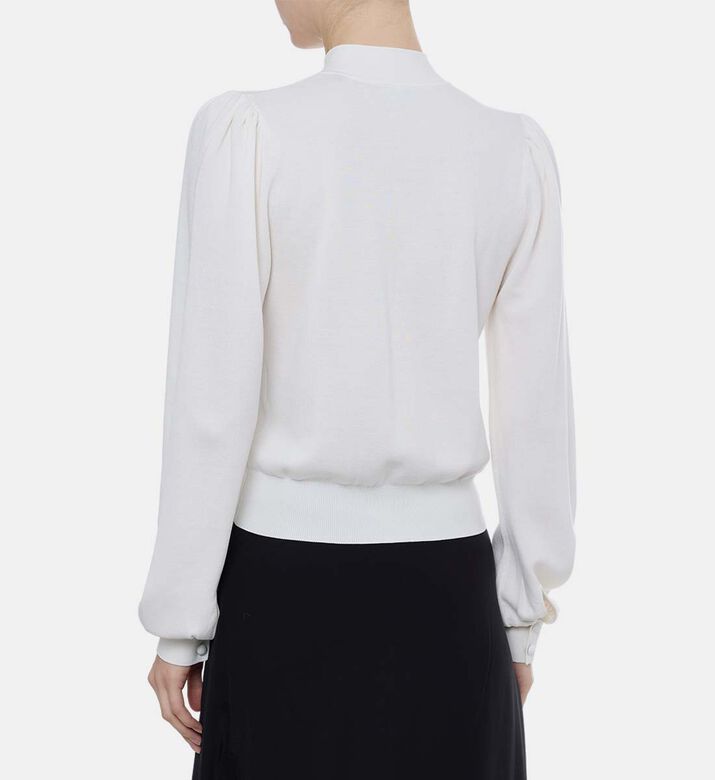 Puff Shoulders Knitted Cardigan