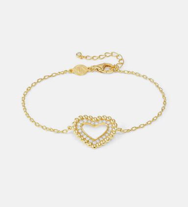 Lovecloud Cubic Zirconia Yellow Gold Heart Silver Bracelet