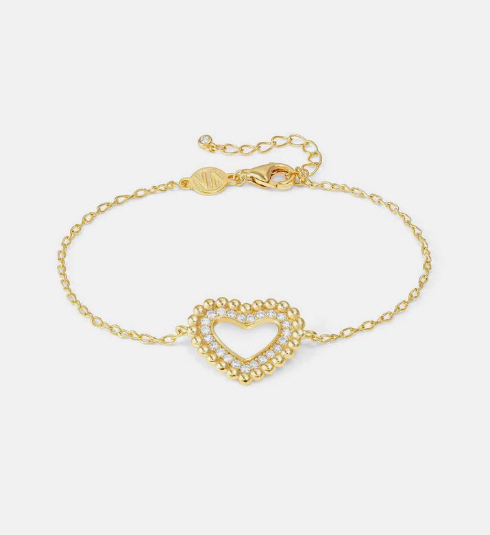 Lovecloud Cubic Zirconia Yellow Gold Heart Silver Bracelet