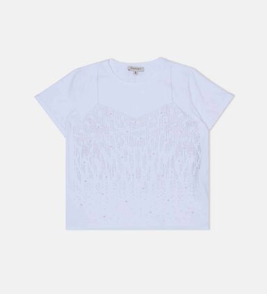 Crystal-embellished T-shirt