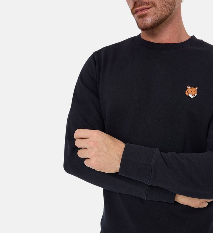 Maison Kitsune Fox-embroidery Regular-fit Sweatshirt, Black, Xl, Model View Maison Kitsune Fox-embroidery Regular-fit Sweatshirt, Black, Xl, Model View