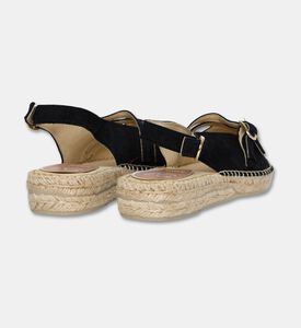 Salvi Espadrille Slingback Triple Buckle Straps Flats, Black, Eu-39, Packshot View