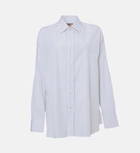 Plan C Stripe-print Button Closure Shirt, White, 42, Packshot View