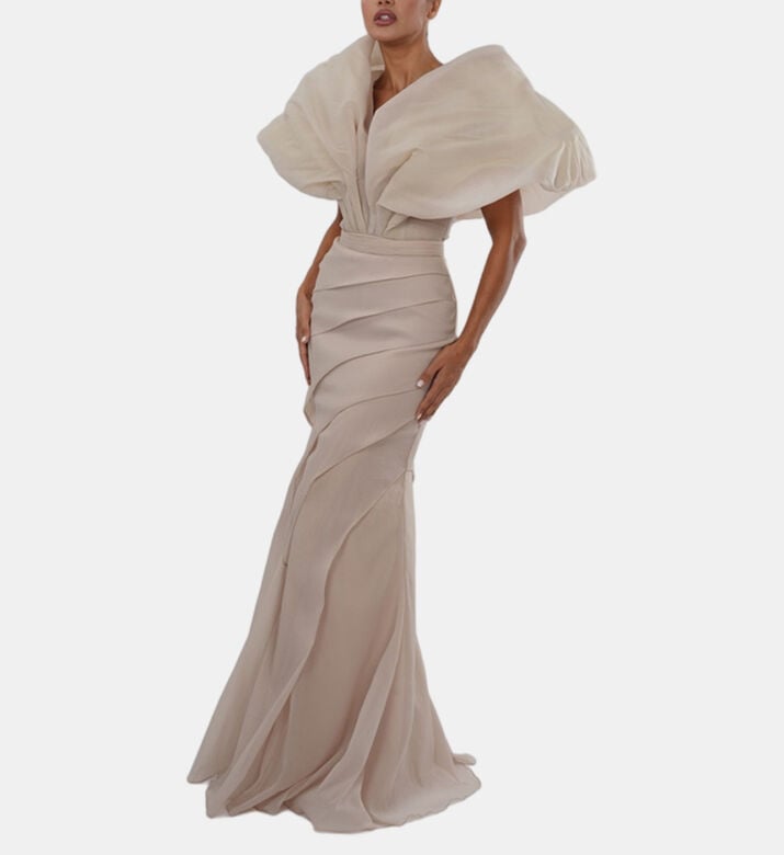 Off-shoulder Draped Bodice Maxi Gown Off-shoulder Draped Bodice Maxi Gown