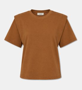 Isabel Marant Zelitos Structured Shoulder Crewneck T-shirt, Caramel, S, Packshot View