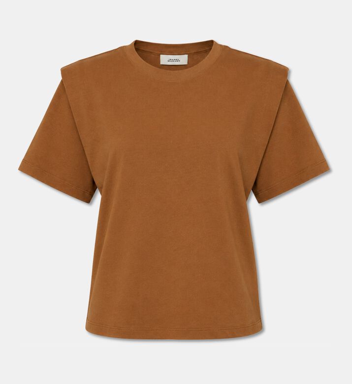 Isabel Marant Zelitos Structured Shoulder Crewneck T-shirt, Caramel, S, Packshot View