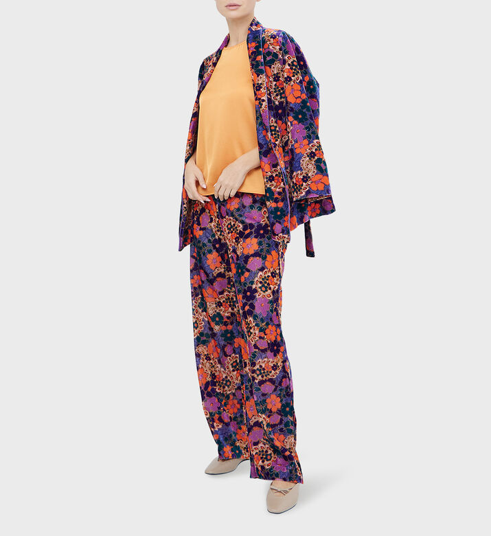 Velour Printed Kimono Jacket Velour Printed Kimono Jacket