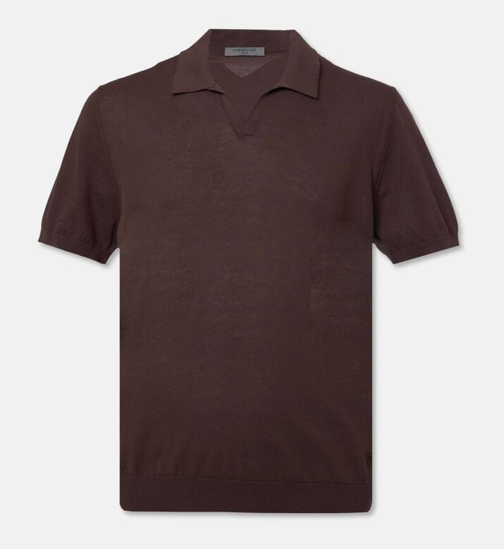 Corneliani Polo Knit, Brown, 56, Packshot View