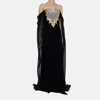 Sheer Draped Sleeves Flared Dress