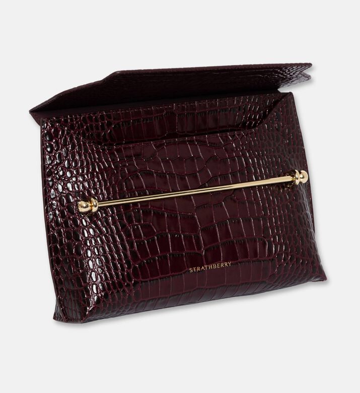 Strathberry Stylist Embossed Croc Crossbody Bag, Burgundy, Packshot View