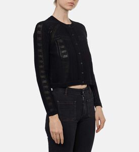 كارديغان طويل الأكمام بنسيج شفاف