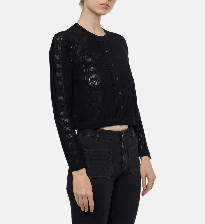 كارديغان طويل الأكمام بنسيج شفاف