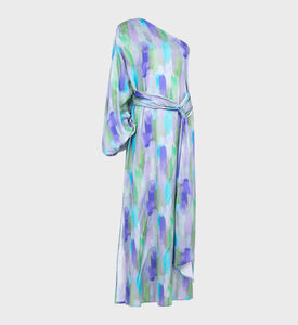 فستان ماكسي بأكمام بالون وربطة عنق