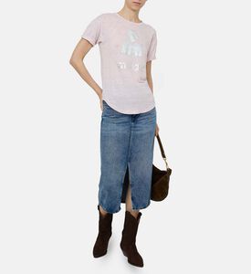 Button Closure Denim Midi Skirt