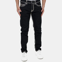 Contrasted Lines 5-pockets Denim Pants