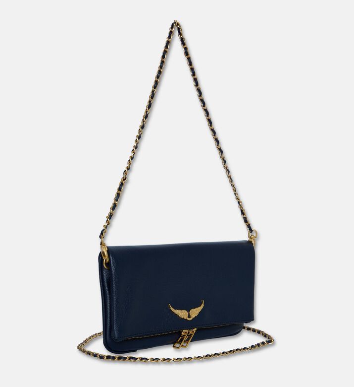 Zadig et Voltaire Rock Grained Leather Clutch, Blue, Packshot View