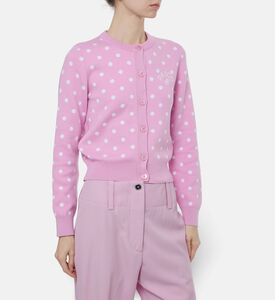 Patou Polka-dot Printed Logo Cardigan, Pink, L, Model View