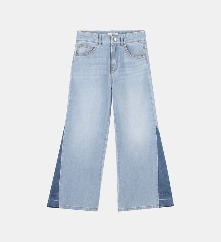 Two-tone Wide-leg Denim Pants