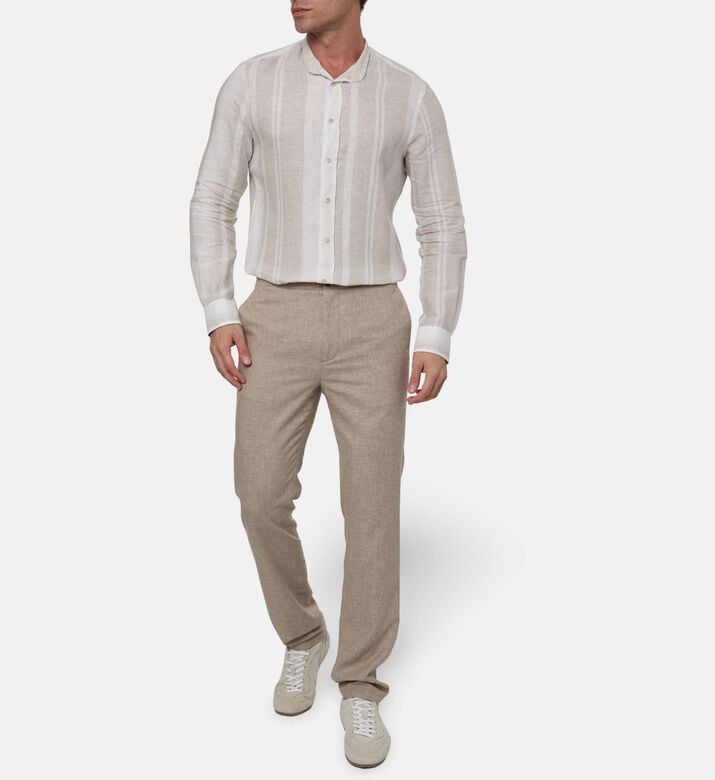 Pal Zileri Striped Print Button-down Shirt, Off-white, 40, Model View