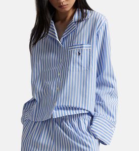 Polo by Ralph Lauren Striped Long-sleeve Shirt Pajama Set, Light-blue, S, Model View