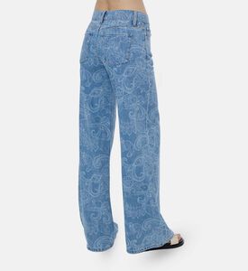 بنطال جينز واسع الساق بنقشة بيزلي
