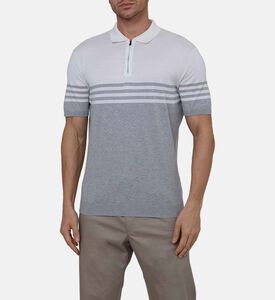 قميص بولو قطن بسحاب بألوان متباينة