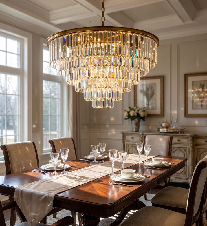 Baroque Hilton Rectangular Crystals Chandelier, Packshot View