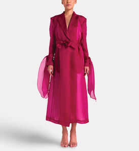Savanna Silk Organza Summer Coat, Fuchsia, S-m, Model View