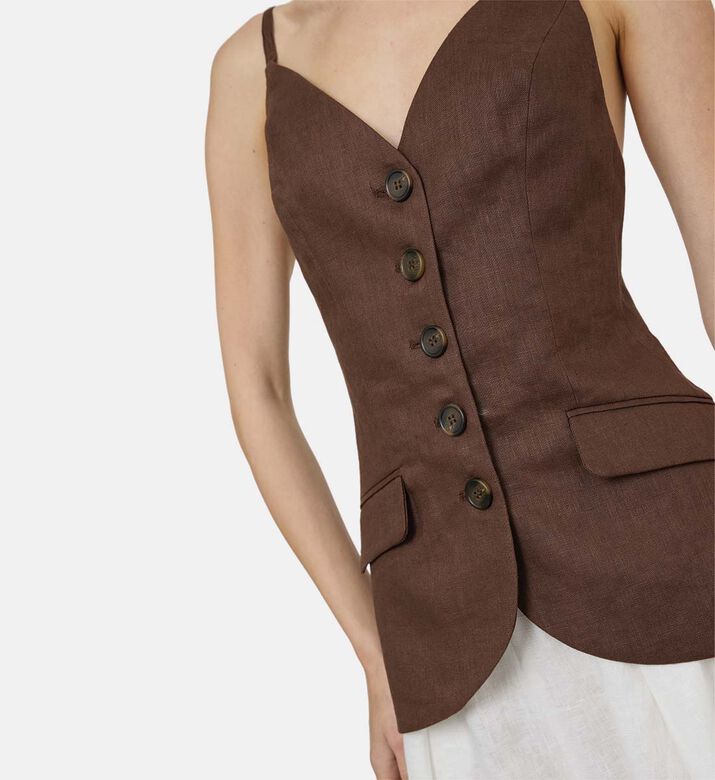 Tailored Button-front Sleeveless Top