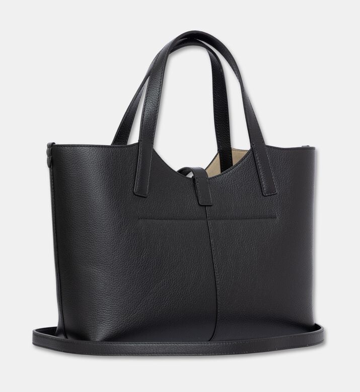 Strathberry Kite Fine Grain Leather Midi Tote Bag, Black, Packshot View