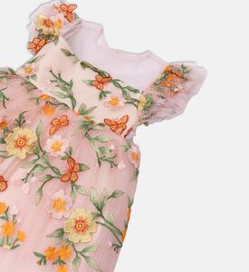 فستان تول بأزهار وفراشات