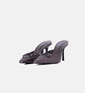 حذاء مفتوح من الخلف بكعب عالٍ جلد بمقدمة مدببة