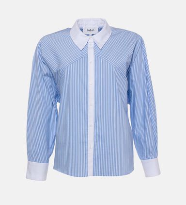 Hanae Oversized Cotton Blend Stripe Shirt