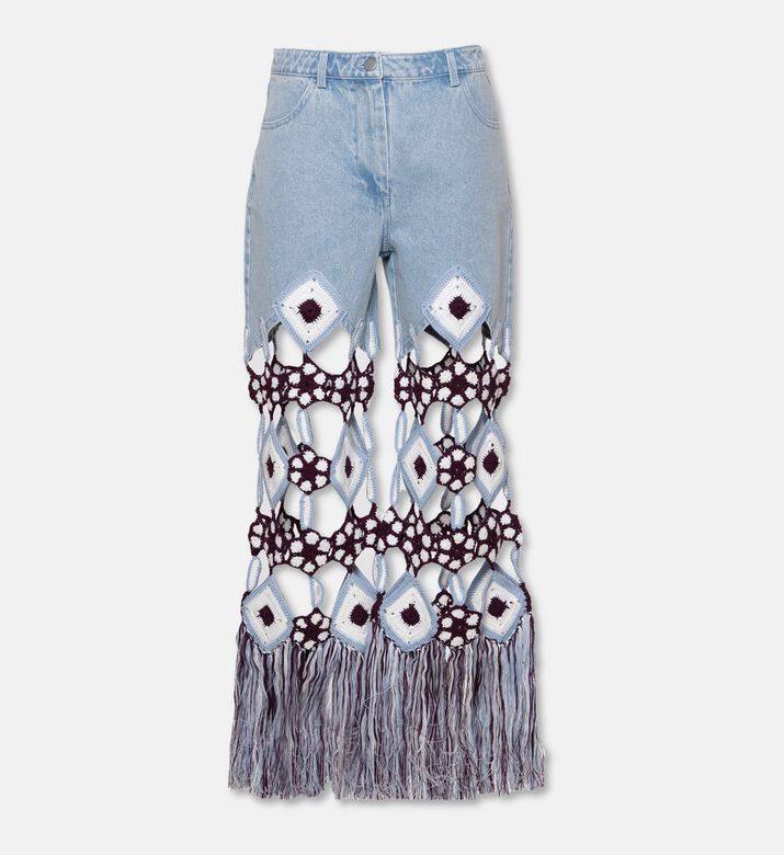 Leslie Amon Crochet Diamond Cut-out Straight-leg Jeans, Packshot View