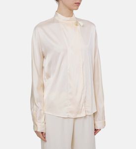 بلوزة كيمونو بطيات ساتان مطاطي